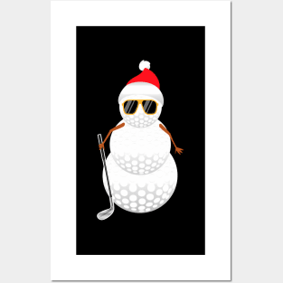 Santa Snowman Golf Ball Golfer Posters and Art